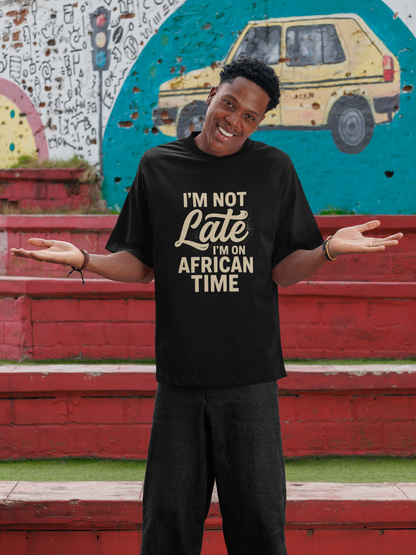 I'm on African Time Unisex Softstyle T-Shirt, Funny T-Shirt, Gift for Friends, Casual Wear, African Culture Shirt, Celebration Apparel
