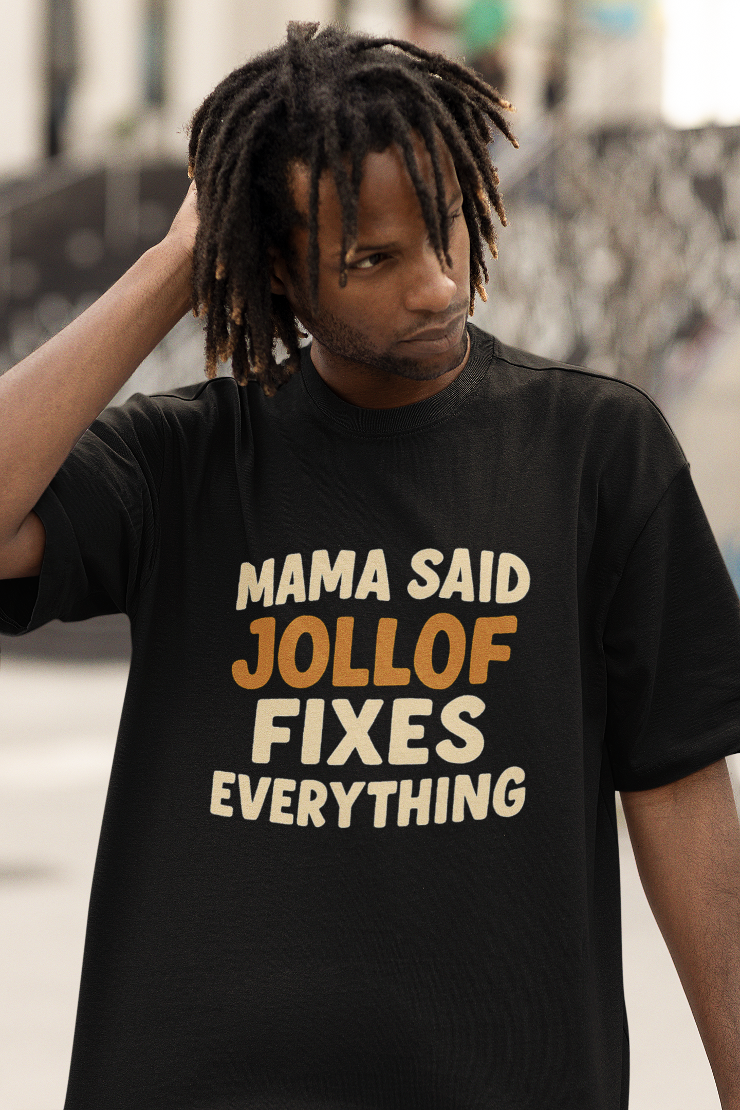 Mama Said Jollof Fixes Everything T-Shirt, Unisex Garment-Dyed Tee, Funny Foodie Shirt, Gift for Food Lovers, Casual Wear