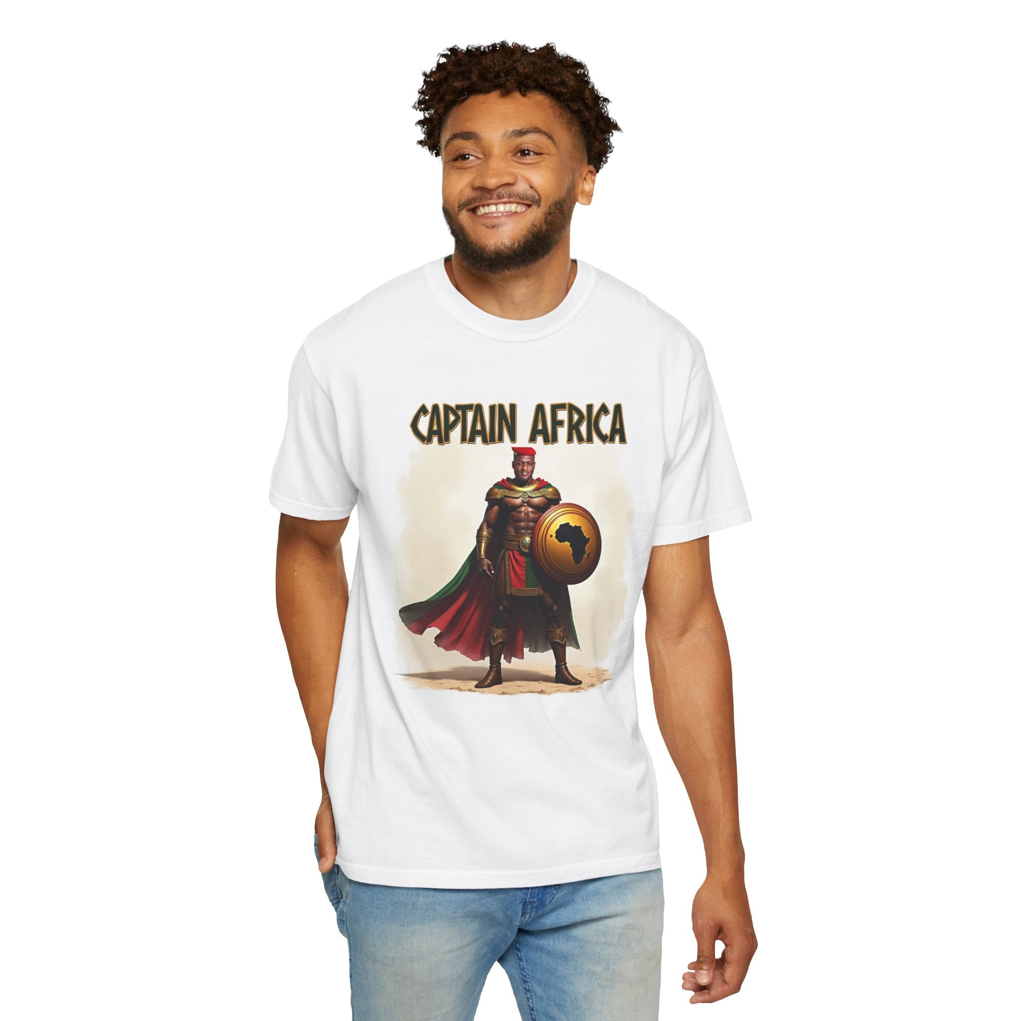 Captain Africa Unisex Garment-Dyed T-Shirt - Bold Graphic Tee for Fans of African Heroes