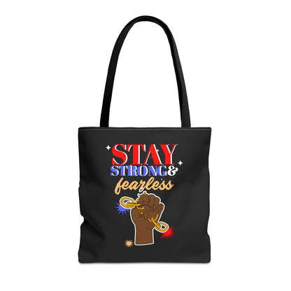 Stay Strong & Fearless Tote – Bold Afrocentric Print, Everyday Empowerment Bag