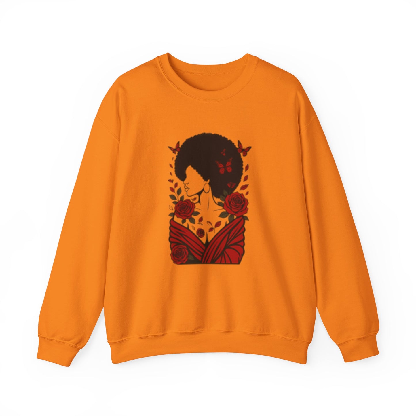 Red Roses and Butterflies Afro Art sweatshirt
