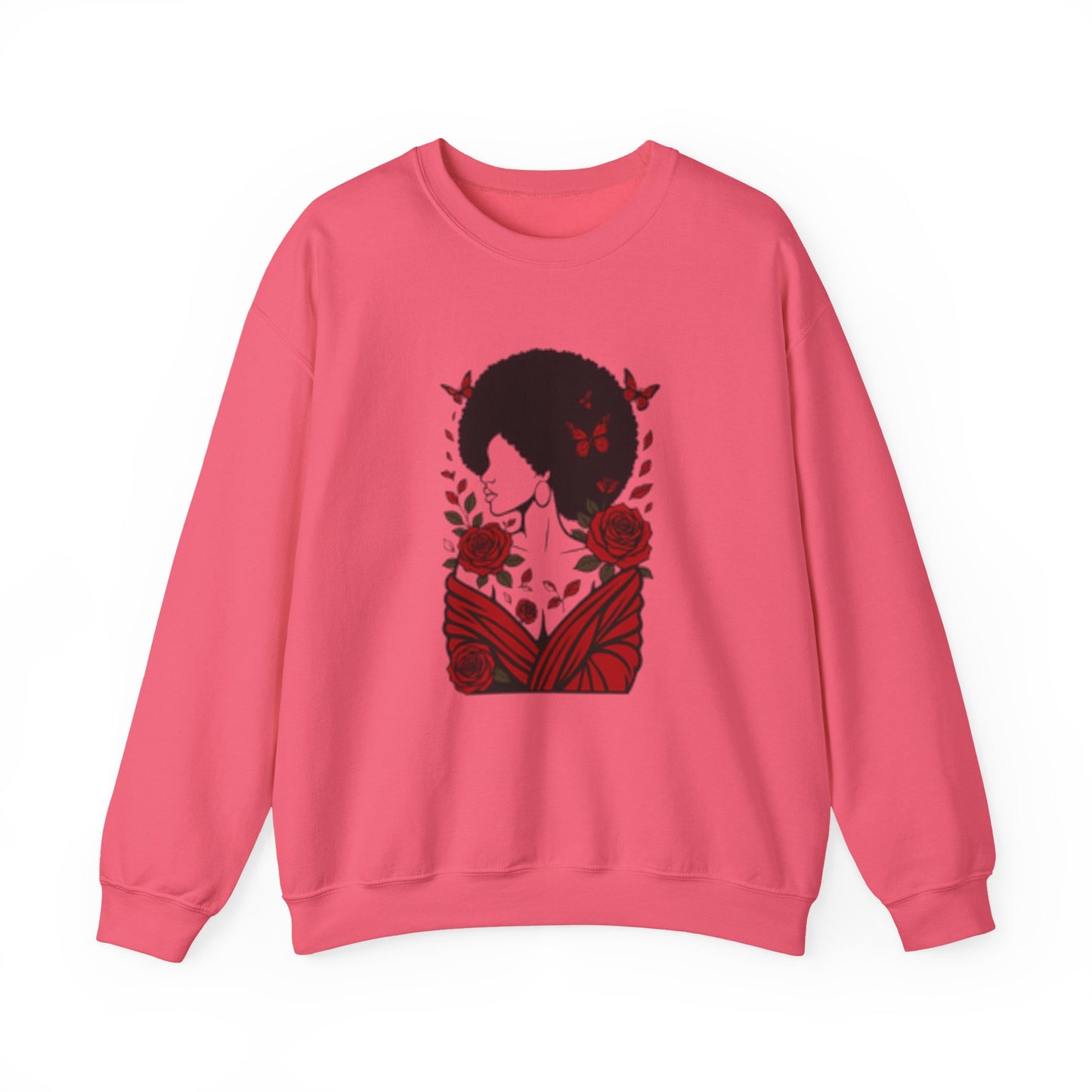 Red Roses and Butterflies Afro Art sweatshirt