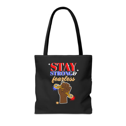 Stay Strong & Fearless Tote – Bold Afrocentric Print, Everyday Empowerment Bag