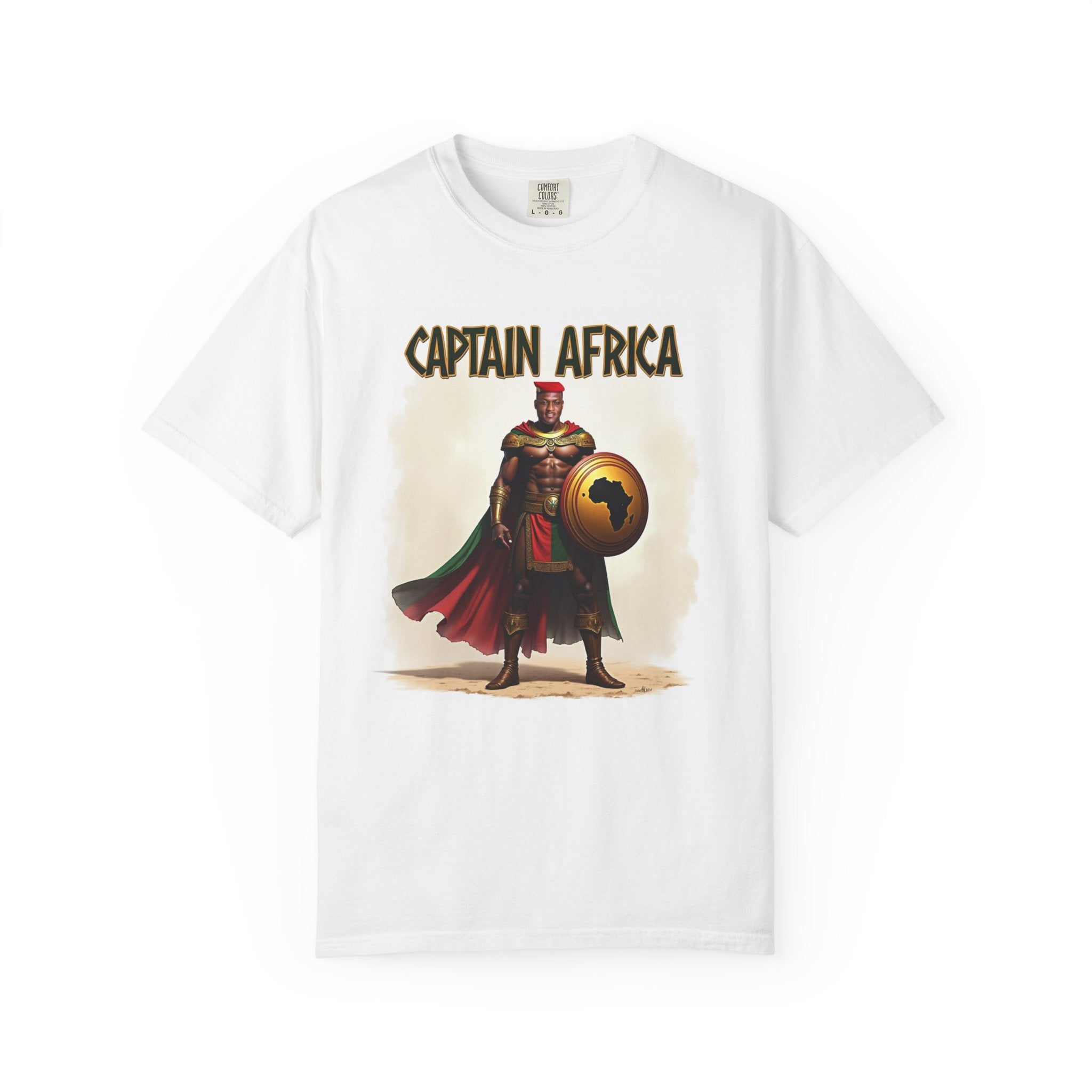 Captain Africa Unisex Garment-Dyed T-Shirt - Bold Graphic Tee for Fans of African Heroes