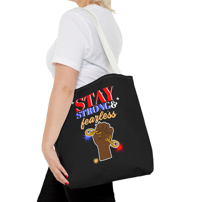 Stay Strong & Fearless Tote – Bold Afrocentric Print, Everyday Empowerment Bag