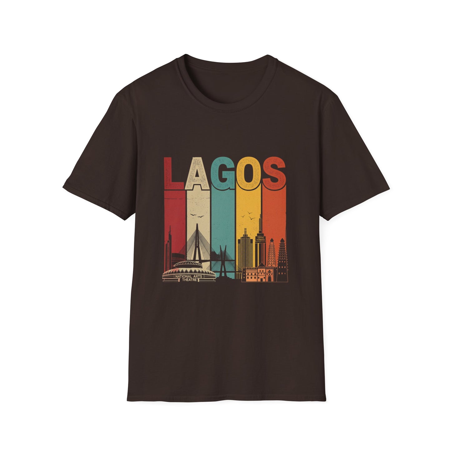 Lagos Cityscape T-Shirt, Unisex Tee, Vintage Travel Shirt, Lagos Gift, Casual Summer Wear, Graphic Tee for Vacation
