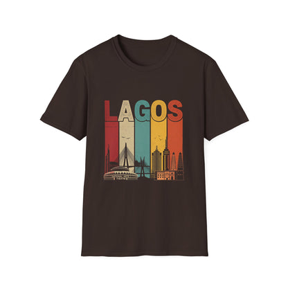 Lagos Cityscape T-Shirt, Unisex Tee, Vintage Travel Shirt, Lagos Gift, Casual Summer Wear, Graphic Tee for Vacation