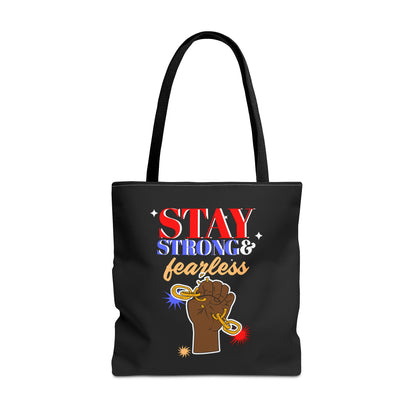 Stay Strong & Fearless Tote – Bold Afrocentric Print, Everyday Empowerment Bag