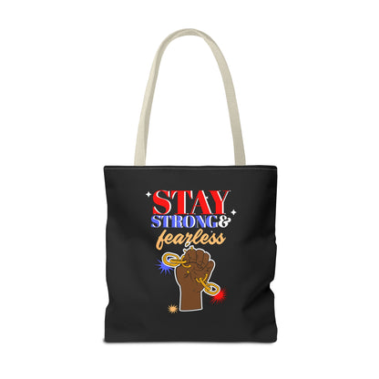 Stay Strong & Fearless Tote – Bold Afrocentric Print, Everyday Empowerment Bag