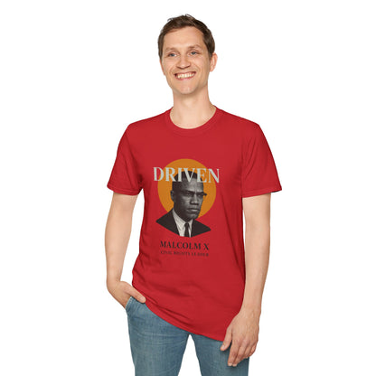 Driven Malcolm X Unisex Softstyle T-Shirt - Celebrate Civil Rights Leadership