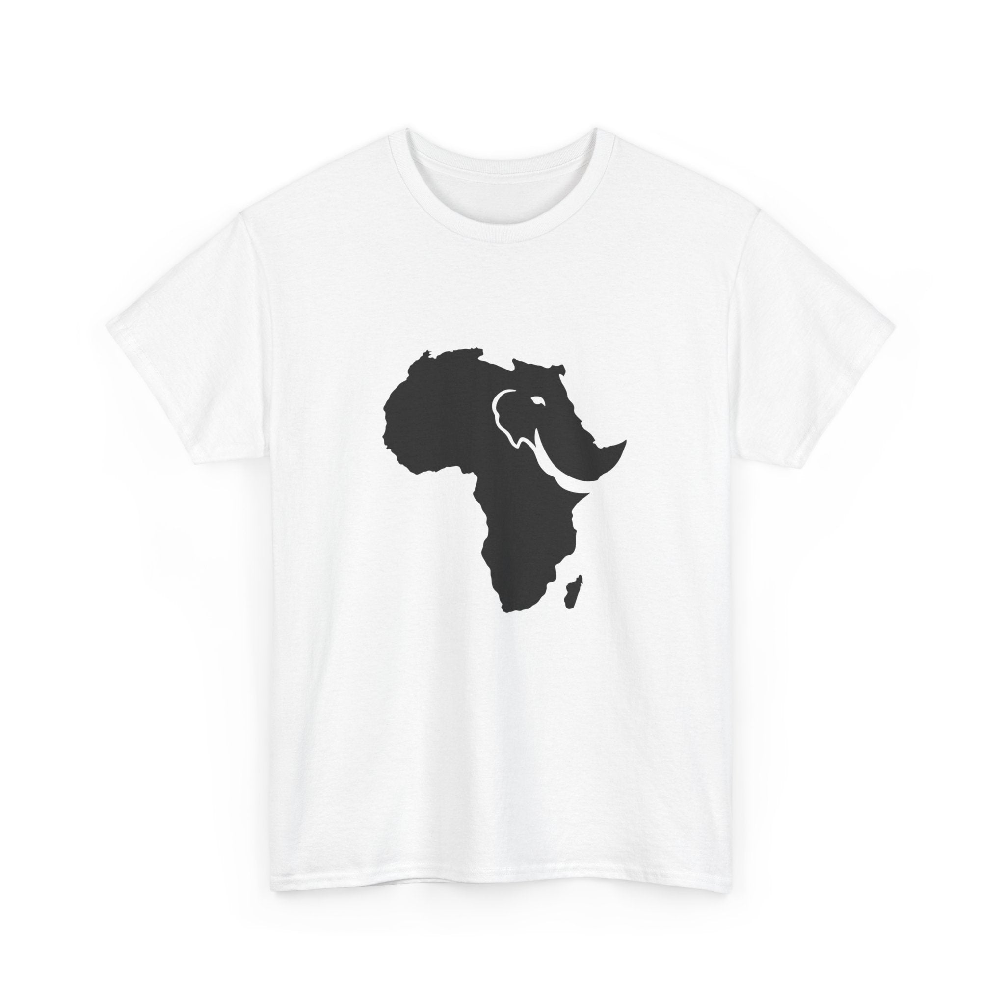 African Elephant Silhouette Unisex Heavy Cotton Tee, Graphic Tee, Nature Lover Shirt, Animal Conservation Gift, Eco-Friendly Fashion