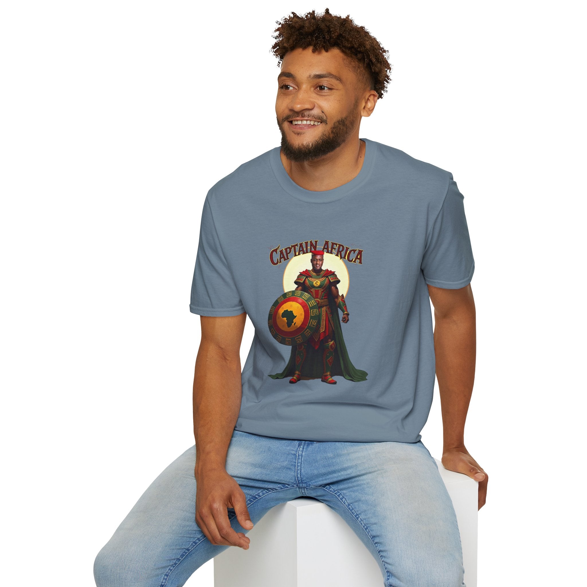 Captain Africa Unisex Softstyle T-Shirt, Comfortable Graphic Tee, Perfect for Gifts, Everyday Wear, Cultural Pride