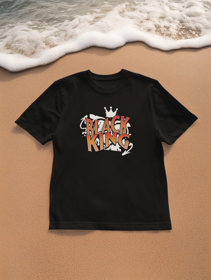 Black King Garment-Dyed Unisex T-Shirt, Urban Fashion Tee, Streetwear Style, Gift for Him, Black History Month, Crown Design