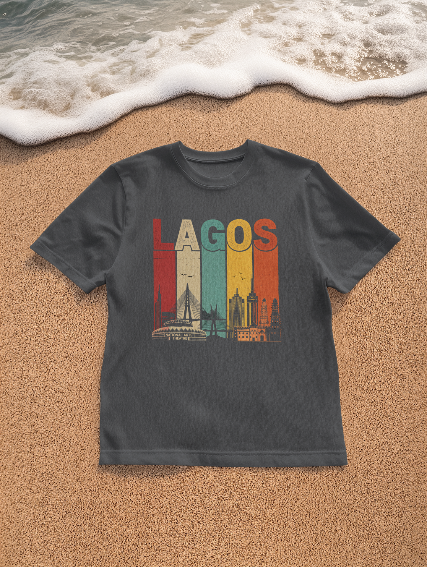 Lagos Cityscape T-Shirt, Unisex Tee, Vintage Travel Shirt, Lagos Gift, Casual Summer Wear, Graphic Tee for Vacation