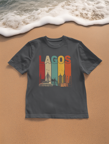 Lagos Cityscape T-Shirt, Unisex Tee, Vintage Travel Shirt, Lagos Gift, Casual Summer Wear, Graphic Tee for Vacation