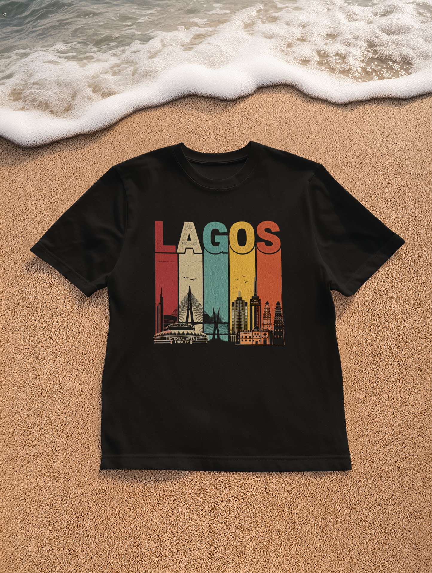 Lagos Cityscape T-Shirt, Unisex Tee, Vintage Travel Shirt, Lagos Gift, Casual Summer Wear, Graphic Tee for Vacation
