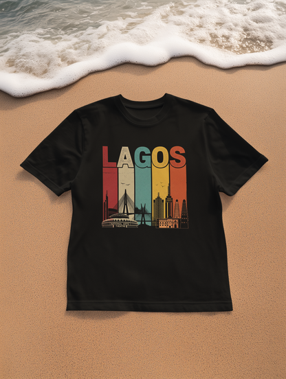 Lagos Cityscape T-Shirt, Unisex Tee, Vintage Travel Shirt, Lagos Gift, Casual Summer Wear, Graphic Tee for Vacation