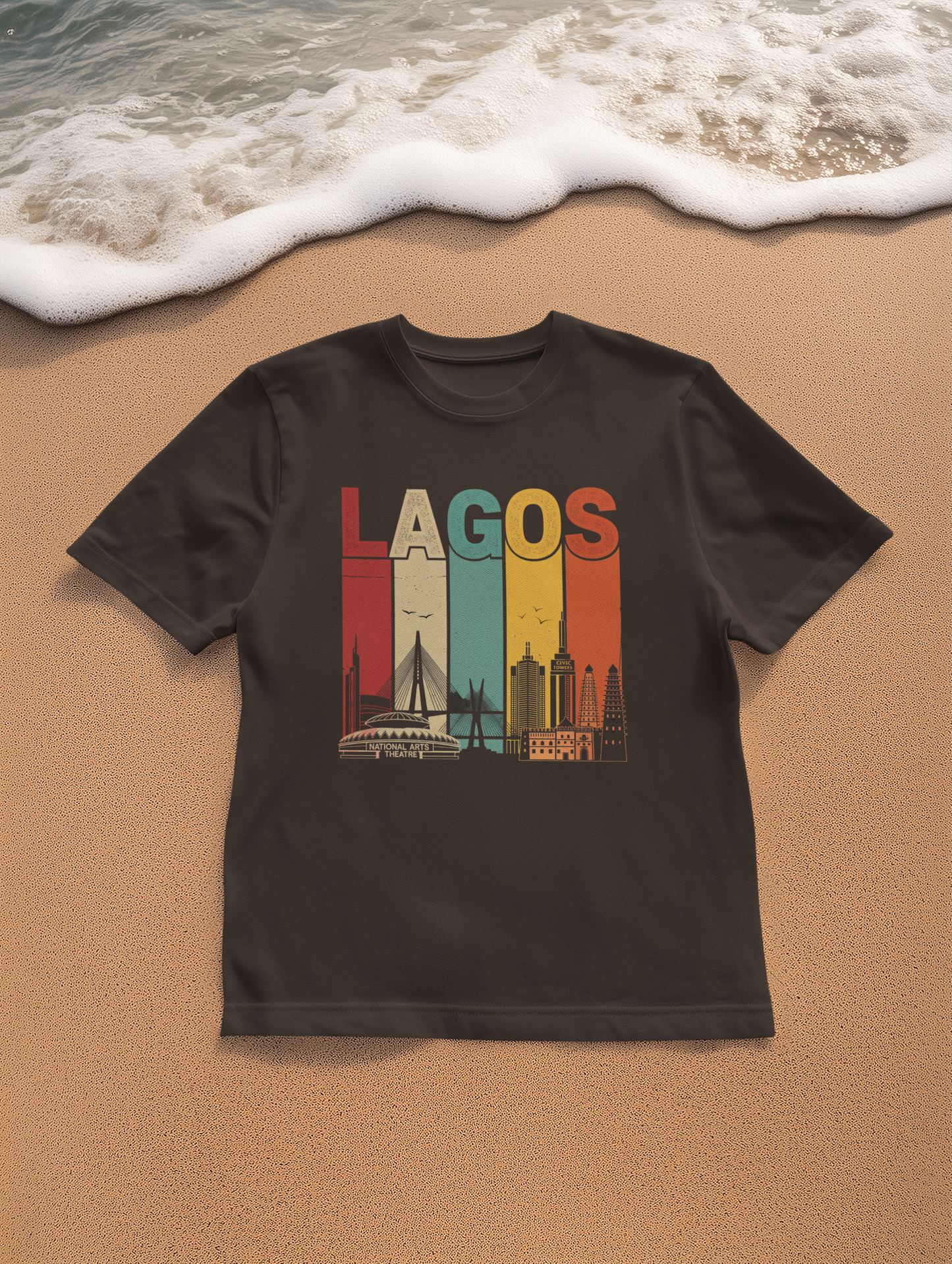 Lagos Cityscape T-Shirt, Unisex Tee, Vintage Travel Shirt, Lagos Gift, Casual Summer Wear, Graphic Tee for Vacation