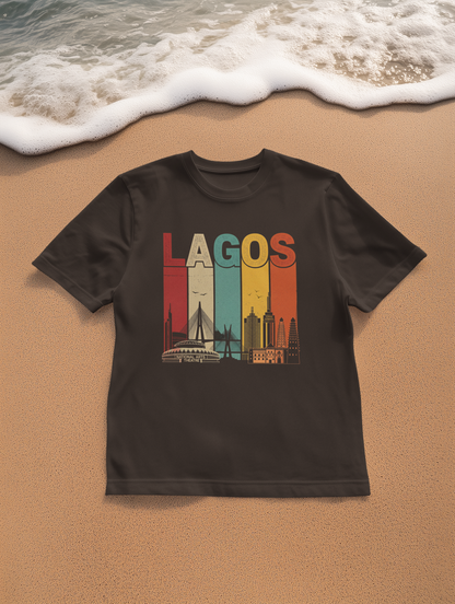 Lagos Cityscape T-Shirt, Unisex Tee, Vintage Travel Shirt, Lagos Gift, Casual Summer Wear, Graphic Tee for Vacation