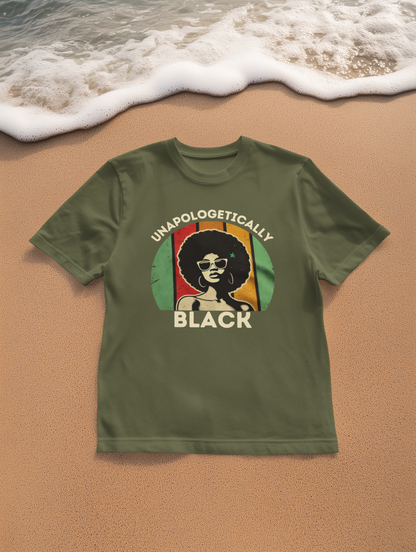 Unapologetically Black T-Shirt, Afro Pride Tee, Black History Month Gift, Culture-Inspired Wear, Handmade Apparel